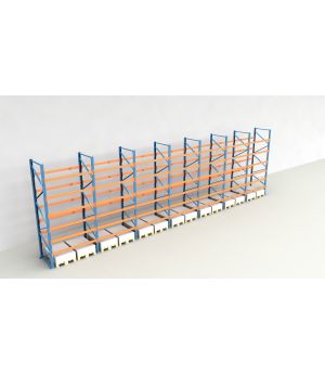 Schwerlastregal Palettenregal NEDCON 2.500x13575x1.100 mm (HxBxT), Einfachregal, 7 Lagerebenen, 3.000 kg Fachlast, Keine Böden