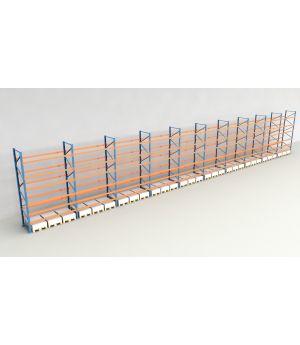 Schwerlastregal Palettenregal NEDCON 2.500x28100x1.100 mm (HxBxT), Einfachregal, 7 Lagerebenen, 3.000 kg Fachlast, Keine Böden