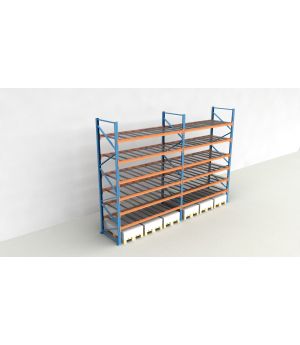 Schwerlastregal Palettenregal NEDCON 2.500x5700x1.100 mm (HxBxT), Einfachregal, 7 Lagerebenen, 3.000 kg Fachlast, mit Gitterböden