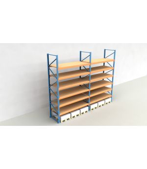 Schwerlastregal Palettenregal NEDCON 2.500x5700x1.100 mm (HxBxT), Einfachregal, 7 Lagerebenen, 3.000 kg Fachlast, mit Spanplatten