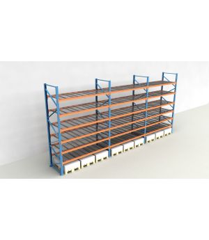 Schwerlastregal Palettenregal NEDCON 2.500x8500x1.100 mm (HxBxT), Einfachregal, 7 Lagerebenen, 3.000 kg Fachlast, mit Gitterböden