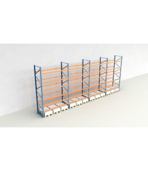 Schwerlastregal Palettenregal NEDCON 2.500x11300x1.100 mm (HxBxT), Einfachregal, 7 Lagerebenen, 3.000 kg Fachlast, Keine Böden