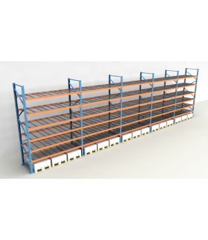 Schwerlastregal Palettenregal NEDCON 2.500x14100x1.100 mm (HxBxT), Einfachregal, 7 Lagerebenen, 3.000 kg Fachlast, mit Gitterböden