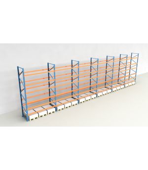Schwerlastregal Palettenregal NEDCON 2.500x16900x1.100 mm (HxBxT), Einfachregal, 7 Lagerebenen, 3.000 kg Fachlast, Keine Böden