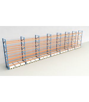 Schwerlastregal Palettenregal NEDCON 2.500x19700x1.100 mm (HxBxT), Einfachregal, 7 Lagerebenen, 3.000 kg Fachlast, Keine Böden