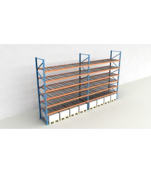 Schwerlastregal Palettenregal NEDCON 2.500x7500x1.100 mm (HxBxT), Einfachregal, 7 Lagerebenen, 3.000 kg Fachlast, mit Gitterböden