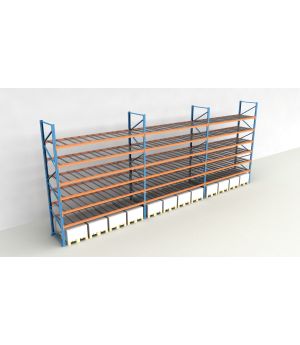 Schwerlastregal Palettenregal NEDCON 2.500x11200x1.100 mm (HxBxT), Einfachregal, 7 Lagerebenen, 3.000 kg Fachlast, mit Gitterböden