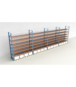Schwerlastregal Palettenregal NEDCON 2.500x14900x1.100 mm (HxBxT), Einfachregal, 7 Lagerebenen, 3.000 kg Fachlast, mit Gitterböden