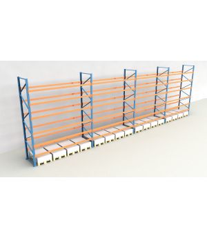 Schwerlastregal Palettenregal NEDCON 2.500x14900x1.100 mm (HxBxT), Einfachregal, 7 Lagerebenen, 3.000 kg Fachlast, Keine Böden