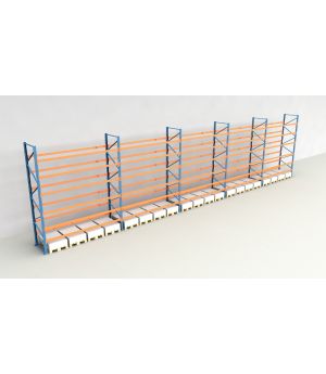 Schwerlastregal Palettenregal NEDCON 2.500x18600x1.100 mm (HxBxT), Einfachregal, 7 Lagerebenen, 3.000 kg Fachlast, Keine Böden