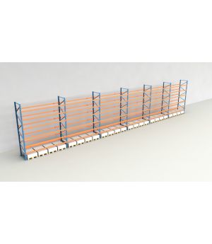 Schwerlastregal Palettenregal NEDCON 2.500x22300x1.100 mm (HxBxT), Einfachregal, 7 Lagerebenen, 3.000 kg Fachlast, Keine Böden