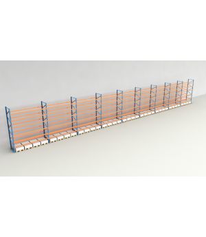 Schwerlastregal Palettenregal NEDCON 2.500x33400x1.100 mm (HxBxT), Einfachregal, 7 Lagerebenen, 3.000 kg Fachlast, Keine Böden