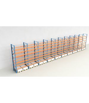 Schwerlastregal Palettenregal NEDCON 2.500x19350x1.100 mm (HxBxT), Einfachregal, 8 Lagerebenen, 3.000 kg Fachlast, Keine Böden