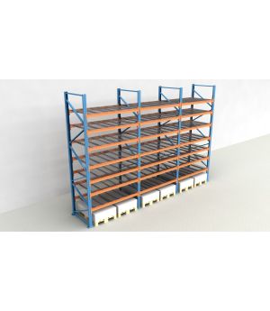 Schwerlastregal Palettenregal NEDCON 2.500x5875x1.100 mm (HxBxT), Einfachregal, 8 Lagerebenen, 3.000 kg Fachlast, mit Gitterböden