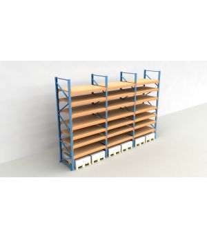 Schwerlastregal Palettenregal NEDCON 2.500x5875x1.100 mm (HxBxT), Einfachregal, 8 Lagerebenen, 3.000 kg Fachlast, mit Spanplatten