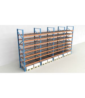Schwerlastregal Palettenregal NEDCON 2.500x7800x1.100 mm (HxBxT), Einfachregal, 8 Lagerebenen, 3.000 kg Fachlast, mit Gitterböden