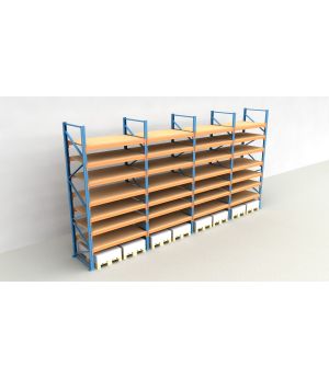 Schwerlastregal Palettenregal NEDCON 2.500x7800x1.100 mm (HxBxT), Einfachregal, 8 Lagerebenen, 3.000 kg Fachlast, mit Spanplatten
