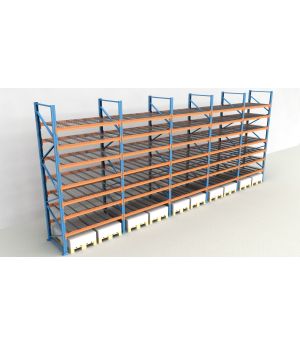 Schwerlastregal Palettenregal NEDCON 2.500x9725x1.100 mm (HxBxT), Einfachregal, 8 Lagerebenen, 3.000 kg Fachlast, mit Gitterböden