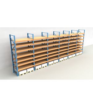 Schwerlastregal Palettenregal NEDCON 2.500x11650x1.100 mm (HxBxT), Einfachregal, 8 Lagerebenen, 3.000 kg Fachlast, mit Spanplatten