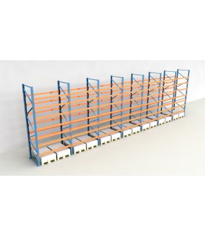 Schwerlastregal Palettenregal NEDCON 2.500x13575x1.100 mm (HxBxT), Einfachregal, 8 Lagerebenen, 3.000 kg Fachlast, Keine Böden