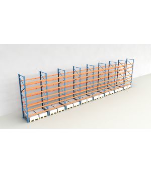 Schwerlastregal Palettenregal NEDCON 2.500x15500x1.100 mm (HxBxT), Einfachregal, 8 Lagerebenen, 3.000 kg Fachlast, Keine Böden