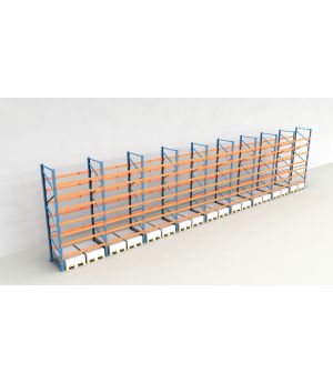 Schwerlastregal Palettenregal NEDCON 2.500x17425x1.100 mm (HxBxT), Einfachregal, 8 Lagerebenen, 3.000 kg Fachlast, Keine Böden