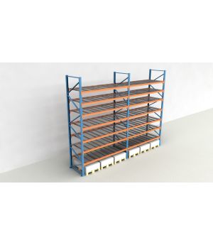 Schwerlastregal Palettenregal NEDCON 2.500x5700x1.100 mm (HxBxT), Einfachregal, 8 Lagerebenen, 3.000 kg Fachlast, mit Gitterböden