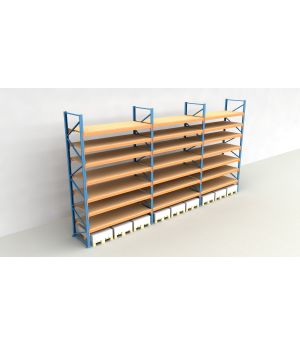 Schwerlastregal Palettenregal NEDCON 2.500x8500x1.100 mm (HxBxT), Einfachregal, 8 Lagerebenen, 3.000 kg Fachlast, mit Spanplatten