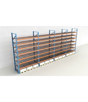 Schwerlastregal Palettenregal NEDCON 2.500x11300x1.100 mm (HxBxT), Einfachregal, 8 Lagerebenen, 3.000 kg Fachlast, mit Gitterböden