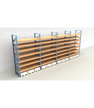 Schwerlastregal Palettenregal NEDCON 2.500x11300x1.100 mm (HxBxT), Einfachregal, 8 Lagerebenen, 3.000 kg Fachlast, mit Spanplatten