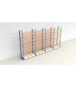 Schwerlastregal Palettenregal NEDCON 2.500x11300x1.100 mm (HxBxT), Einfachregal, 8 Lagerebenen, 3.000 kg Fachlast, Keine Böden