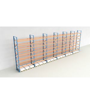 Schwerlastregal Palettenregal NEDCON 2.500x16900x1.100 mm (HxBxT), Einfachregal, 8 Lagerebenen, 3.000 kg Fachlast, Keine Böden