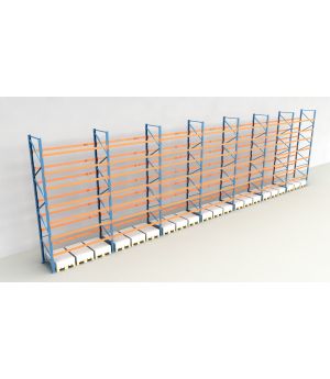 Schwerlastregal Palettenregal NEDCON 2.500x19700x1.100 mm (HxBxT), Einfachregal, 8 Lagerebenen, 3.000 kg Fachlast, Keine Böden