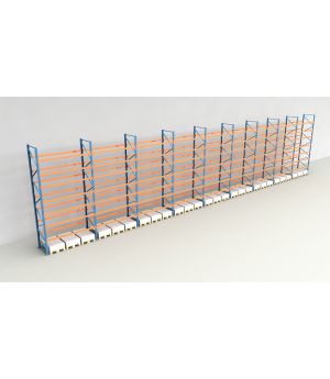 Schwerlastregal Palettenregal NEDCON 2.500x25300x1.100 mm (HxBxT), Einfachregal, 8 Lagerebenen, 3.000 kg Fachlast, Keine Böden