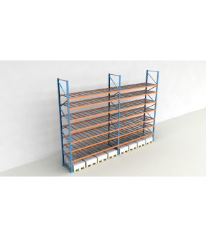 Schwerlastregal Palettenregal NEDCON 2.500x7500x1.100 mm (HxBxT), Einfachregal, 8 Lagerebenen, 3.000 kg Fachlast, mit Gitterböden