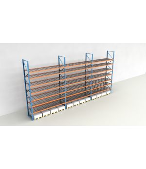 Schwerlastregal Palettenregal NEDCON 2.500x11200x1.100 mm (HxBxT), Einfachregal, 8 Lagerebenen, 3.000 kg Fachlast, mit Gitterböden