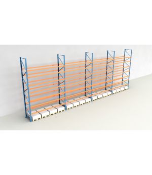 Schwerlastregal Palettenregal NEDCON 2.500x14900x1.100 mm (HxBxT), Einfachregal, 8 Lagerebenen, 3.000 kg Fachlast, Keine Böden
