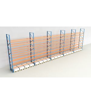 Schwerlastregal Palettenregal NEDCON 2.500x18600x1.100 mm (HxBxT), Einfachregal, 8 Lagerebenen, 3.000 kg Fachlast, Keine Böden