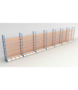 Schwerlastregal Palettenregal NEDCON 2.500x26000x1.100 mm (HxBxT), Einfachregal, 8 Lagerebenen, 3.000 kg Fachlast, Keine Böden