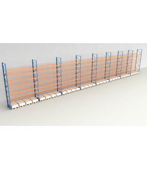 Schwerlastregal Palettenregal NEDCON 2.500x29700x1.100 mm (HxBxT), Einfachregal, 8 Lagerebenen, 3.000 kg Fachlast, Keine Böden