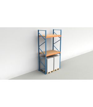 Schwerlastregal Palettenregal NEDCON 2.500x1.825x1.100 mm (HxBxT), Grundregal, 3 Lagerebenen, 3.000 kg Fachlast, mit Spanplatten