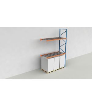 Schwerlastregal Palettenregal NEDCON 2.500x2.700x1.100 mm (HxBxT), Anbauregal, 3 Lagerebenen, 3.000 kg Fachlast, mit Gitterböden