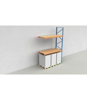 Schwerlastregal Palettenregal NEDCON 2.500x2.700x1.100 mm (HxBxT), Anbauregal, 3 Lagerebenen, 3.000 kg Fachlast, mit Spanplatten