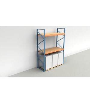 Schwerlastregal Palettenregal NEDCON 2.500x2.700x1.100 mm (HxBxT), Grundregal, 3 Lagerebenen, 3.000 kg Fachlast, mit Spanplatten