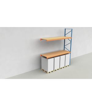 Schwerlastregal Palettenregal NEDCON 2.500x3.600x1.100 mm (HxBxT), Anbauregal, 3 Lagerebenen, 3.000 kg Fachlast, mit Spanplatten