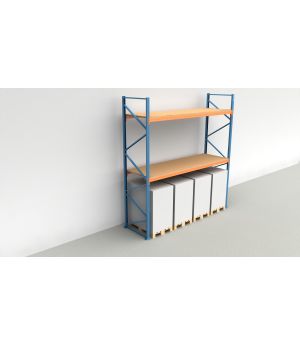 Schwerlastregal Palettenregal NEDCON 2.500x3.600x1.100 mm (HxBxT), Grundregal, 3 Lagerebenen, 3.000 kg Fachlast, mit Spanplatten