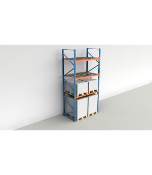 Schwerlastregal Palettenregal NEDCON 2.500x1.825x1.100 mm (HxBxT), Grundregal, 4 Lagerebenen, 3.000 kg Fachlast, mit Gitterböden
