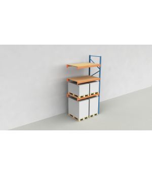 Schwerlastregal Palettenregal NEDCON 2.500x1.825x1.100 mm (HxBxT), Anbauregal, 4 Lagerebenen, 3.000 kg Fachlast, mit Spanplatten