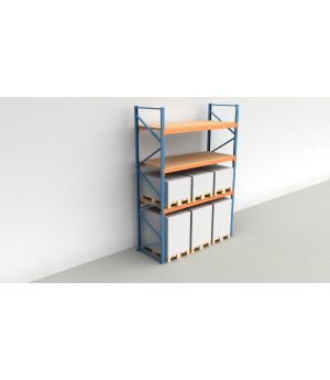 Schwerlastregal Palettenregal NEDCON 2.500x2.700x1.100 mm (HxBxT), Grundregal, 4 Lagerebenen, 3.000 kg Fachlast, mit Spanplatten