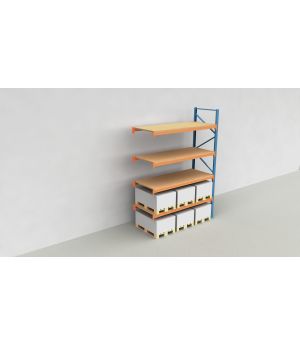 Schwerlastregal Palettenregal NEDCON 2.500x2.700x1.100 mm (HxBxT), Anbauregal, 5 Lagerebenen, 3.000 kg Fachlast, mit Spanplatten